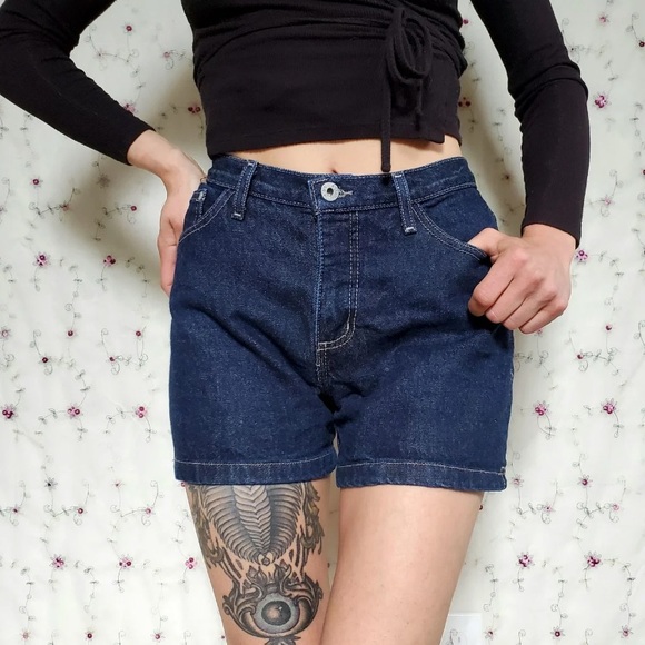 Y2K Dark Wash Denim Shorts - Picture 2 of 7